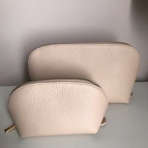 Cuyana Leather Travel Case Set Blush